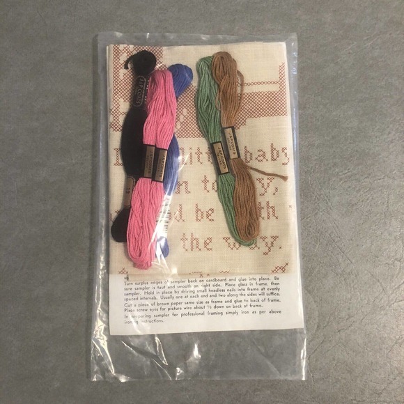 Vintage Embroidery Kit Dear Little Baby New Mother Prayer Jane Snead Samplers - Picture 2 of 9